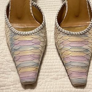 Stuart Weitzman. Rainbow coloured Python